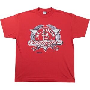 Trench T-Shirt Mens XL Red Vintage 1991 St Louis Cardinals MLB Single Stitch 90s
